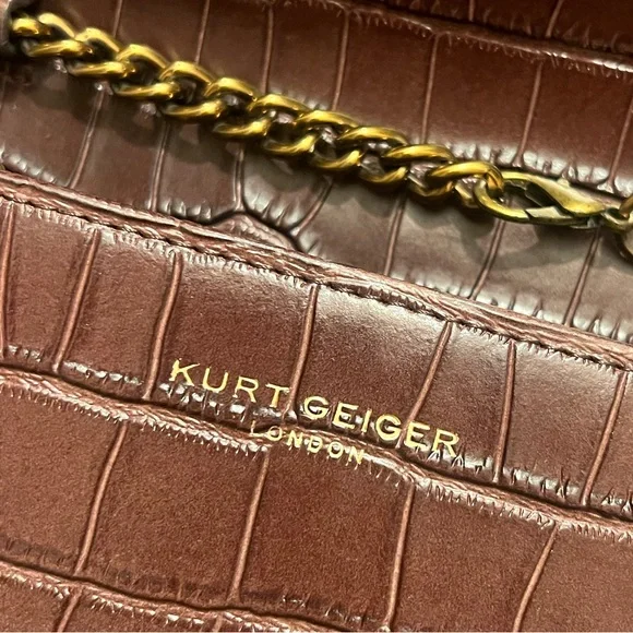 Kurt Geiger London Elegant Crocodile Pattern Brown Wallet on Chain, O/S - Picture 3 of 6